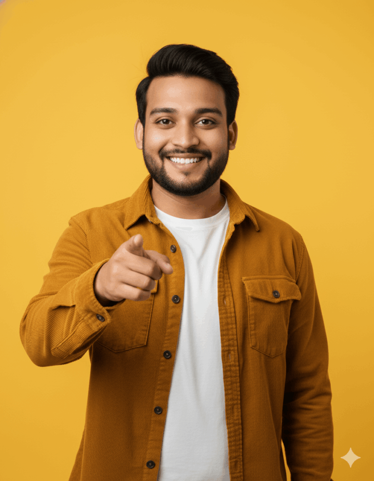 Ai generated image of a man with yellow-orange background